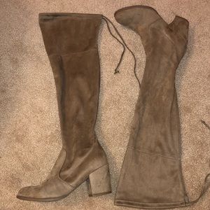 Tan Suede Knee High Block Heel Boots Size 6.5